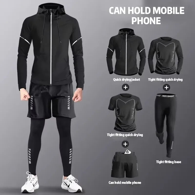 Running suit, men's sports fitness clothes, marathon spring and autumn quick-drying clothes, training clothes