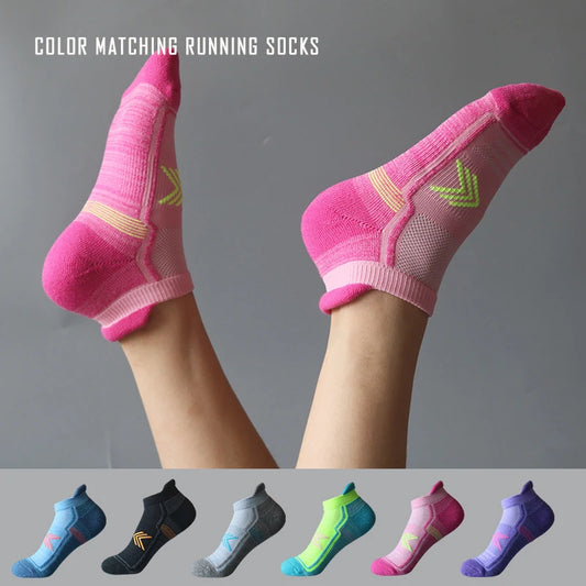 Running Socks For Women Color Matching Four Seasons With Movement Stockings Looped Breathable Short Help wear-resisting