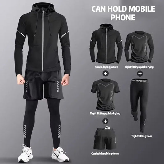 Running suit, men's sports fitness clothes, marathon spring and autumn quick-drying clothes, training clothes