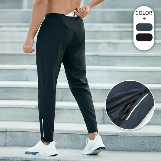 Running Pants Men's Sports Pants Loose Fit Fitness Running Skipping Rope Breathable Quick Drying Fitness Training with Waist Bag